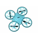 Dron R/C azul con pulsera de control en la muñeca