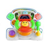 Detalle de los botones, luces y elementos interactivos del volante educativo