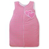 Cotton Sleeping Bag For Children, Size M, 6-12 Months, Tog 2.5, All-season, Dark Pink Checkered