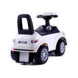Correpasillos Lean Cars blanco, detalle asiento con compartimento y protección antivuelco