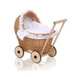Carrito de muñeca My Sweet Baby Aurora - Natural, mimbre y madera