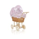Cochecito de Muñeca My Sweet Baby de Mimbre con Ropa Rosa