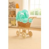 Carrito de muñecas de mimbre My Sweet Baby con ropa de cama mint - imagen 3