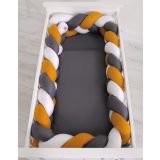 Protector de Cuna Knot Bumper XXL My Sweet Baby - Blanco, Amarillo y Antracita - imagen 2