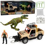 Set de caza de dinosaurios T-Rex con coche todoterreno de Lean toys