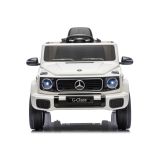 Coche eléctrico Mercedes G 4x4 blanco 24V Lean Cars con ruedas EVA, vista lateral