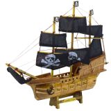 Modelo Decorativo de Barco Pirata con Velas Negras 33x29cm
