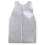 Cotton Sleeping Bag For Children, Size M, 6-12 Months, Tog 2.5, All-season,hearts Polka Dots On Grey