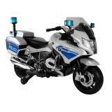 Motocicleta eléctrica BMW Policía plateada con diseño realista