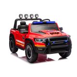 Vehículo de bomberos a batería RAM ZB629-F en color rojo con luces encendidas