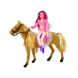 Muñeca Jinete con Caballo Marrón