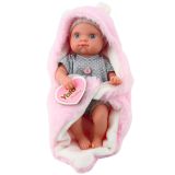 Muñeca de trapo con manta de conejito, 23 cm