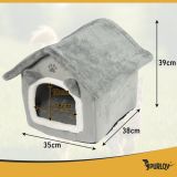 Cama para gatos Purlov - Casita suave en color gris - imagen 2