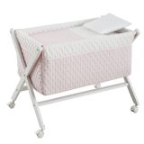 Minicuna Tijera Madera Soft Rosa/bco 55x87x74 Cm - Cambrass