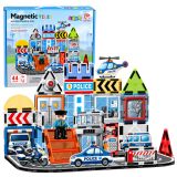 Juego de bloques magnéticos Policía de Lean toys con 44 piezas coloridas.