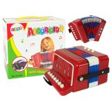 Acordeón infantil rojo de Lean toys con diseño atractivo.