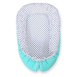 Baby Nest Double-sided Premium Cocoon For Infants Bobono - Black Dots White Dots On Mint
