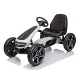 Go-Kart Mercedes blanco Lean Cars, detalle vehículo infantil de aire libre