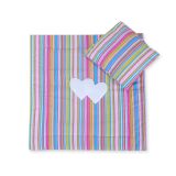 Pram Bedding Set With Duvet And Pillow 2pcs - Hearts Lilac Strips
