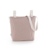 Bolso talega Cambrass Taylor rosa, detalle tejido vichy de cuadros