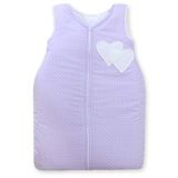 Cotton Sleeping Bag For Children, Size M, 6-12 Months, Tog 2.5, All-season, Hearts Dots On Lilac