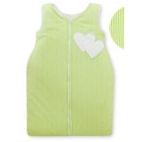Cotton Sleeping Bag For Children, Size M, 6-12 Months, Tog 2.5, All-season, Hearts Green Strips