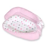 Baby Nest Double-sided Premium Cocoon For Infants Bobono- Gray-pink Stars/ Gray