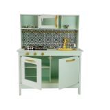 Cocina Emma Mint de Lean toys, fabricada en madera ecológica.