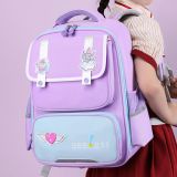 Mochila Escolar con Parches y Correa Pecho Púrpura 16L