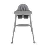 Trona Oaty gris Kikkaboo en modo silla baja con niño comiendo de forma autónoma