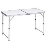 Mesa de Camping Plegable con Altura Ajustable Blanca - imagen 3