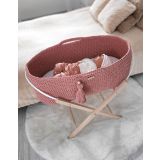 Moses Basket Boho Handmade With Stand - Blush