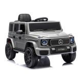 Coche eléctrico infantil Mercedes G 4x4 gris con tracción total, vista frontal