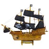 Modelo Decorativo de Barco Pirata con Velas Negras 33x29cm
