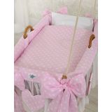 Cesta de Mimbre My Sweet Baby - Moisés con Puntos Rosas