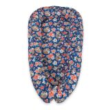 Baby Nest Double-sided Premium Cocoon For Infants Bobono- Fox Family On Blue