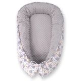 Baby Nest Double-sided Premium Cocoon For Infants Bobono Minky- Hedgehogs Grey
