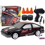 Coche Deportivo Teledirigido R/C 1:24 Negro con Ruedas Reemplazables