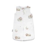 Saco de dormir de bambú Waldin blanco con diseño de ovejitas.