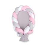 Nido Trenzado 2 en 1 My Sweet Baby - Blanco, Gris y Rosa