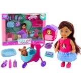Muñeca con Perros y Accesorios de Perrera Rosa 16 pcs