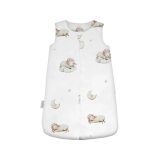 Saco de dormir de bambú Waldin 0-6 meses con diseño de ovejitas en color blanco.