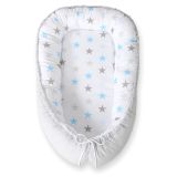 Baby Nest Double-sided Premium Cocoon For Infants Bobono- Stars Blue-grey/grey