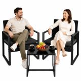 Conjunto Muebles Jardín con 2 Sillas y Mesa Negro - imagen 3
