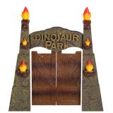 Set de juego de dinosaurios en acción en el jardín