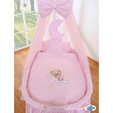 Moisés de Mimbre con Dosel y Ruedas My Sweet Baby Osito Rosa - imagen 2