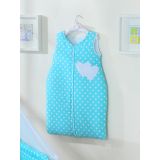 Cotton Sleeping Bag For Children, Size M, 6-12 Months, Tog 2.5, All-season Hearts Dots On Turquoise