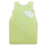 Cotton Sleeping Bag For Children, Size M, 6-12 Months, Tog 2.5, All-season, Hearts Green Strips