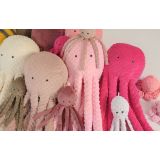 Pulpo Abrazable con Sonajero My Sweet Baby - Minky Blanco con Puntos - imagen 3