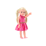 Muñeca Grande con Vestido Rosa y Coletas Rubias 46cm